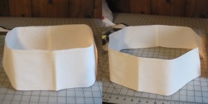 Stitch the back ends together, then cut the side where you want it to fasten